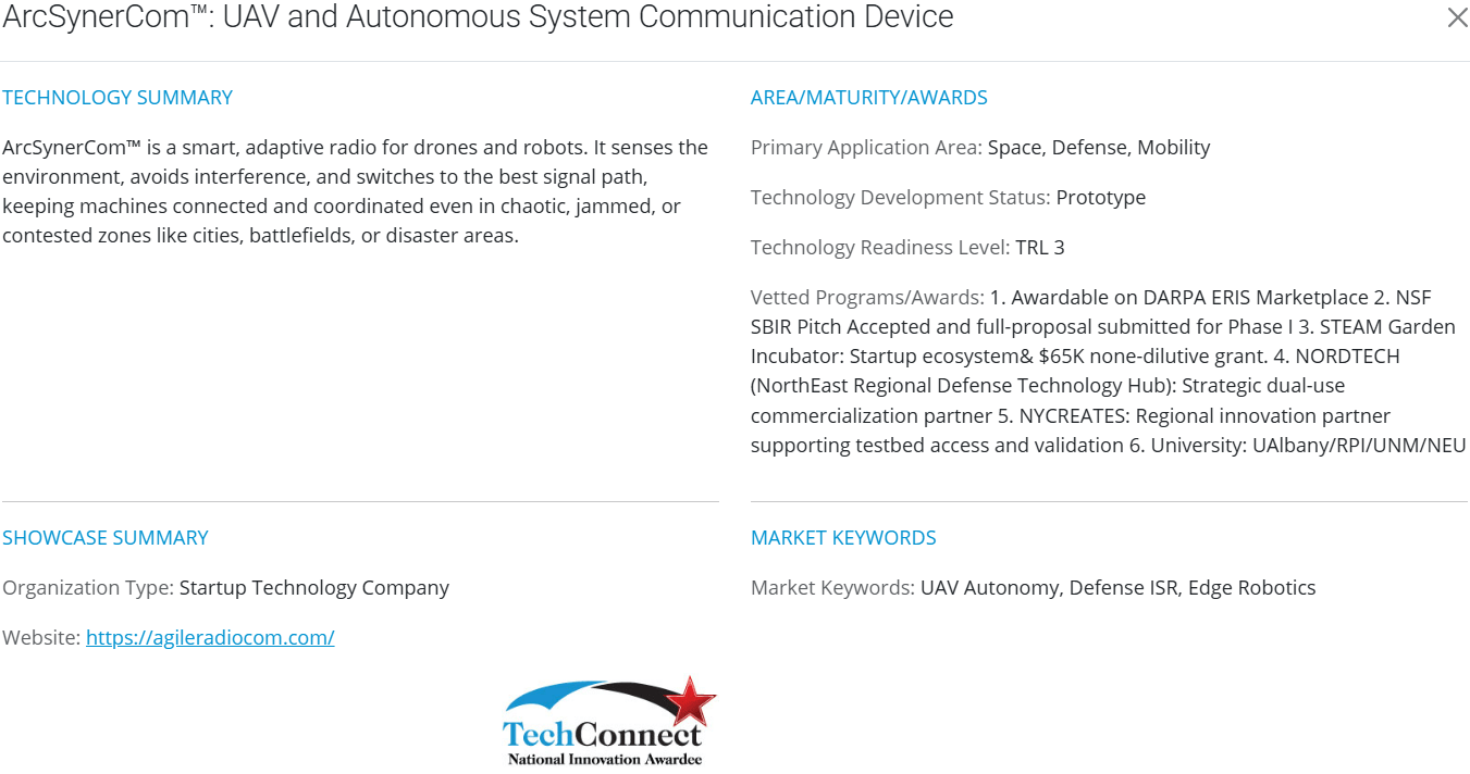 AgileRadioCom Selected for the 2026 TechConnect Innovation Spotlight! – image 2